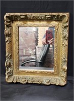 Vintage gilt carved wood frame wall mirror