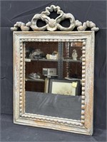 Small vintage hand carved wood framed mirror