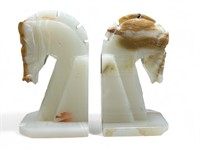 Vintage onyx horse head bookends