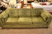 MCM Broyhill Green Velvet 3-Cushion Sofa