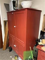 large red cabinet 45"x 5ft tall x 22" deep
