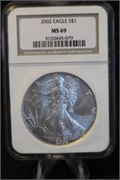2002 Certified 1oz .999 Silver U.S. American Eagle