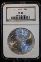 2000 Certified 1oz .999 Silver U.S. American Eagle