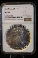 1994 Certified 1oz .999 Silver U.S. American Eagle