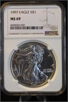 1997 Certified 1oz .999 Silver U.S. American Eagle