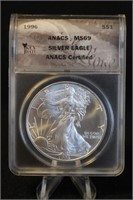 1996 Certified 1oz .999 Silver U.S. American Eagle