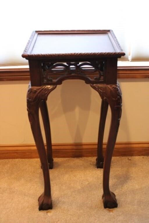 Mahogany Plant Stand with Claw Feet