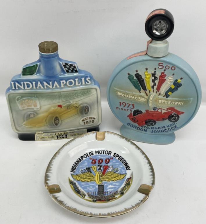 Vintage Indy 500 Decanters & Ashtray