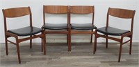 4 Mid-Century Modern Side Chairs w/ Leather Seats