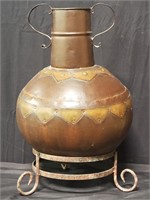 Metal and copper vase