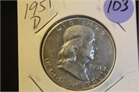 1951-D Franklin Silver Half Dollar