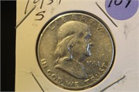 1951-S Franklin Silver Half Dollar