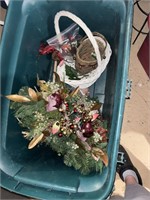 large tote Christmas, grave wreath, basket