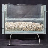 Glass aquarium on metal stand