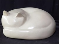 Matte-glazed stoneware cat, stamped AMR 1974