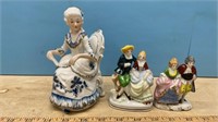 3 Victorian Dress Figures (right 2 occupied