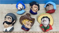 6 Plaster Character Heads