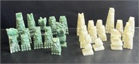 Group of 32 stone chess pieces