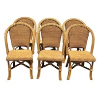 6 vintage Palecek Bamboo/Wicker chairs