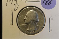 1945-D Washington Silver Quarter