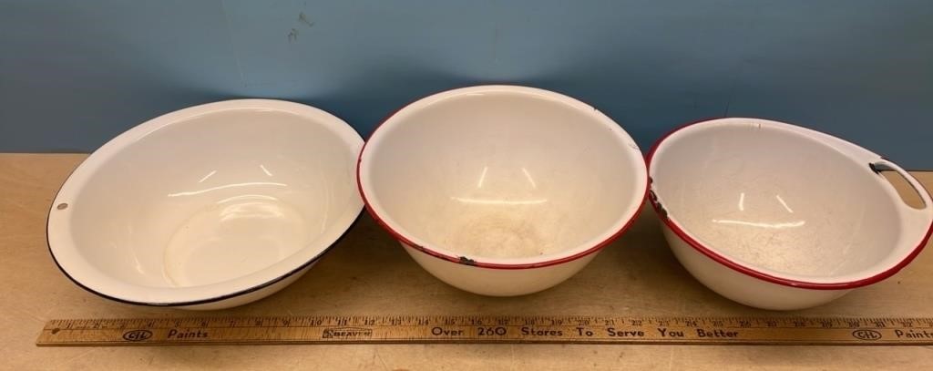 3 Enamel Bowls