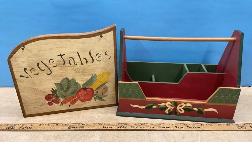 Decorative Wooden Sign & Caddy.  NO SHIPPING