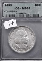 1893 ICG MS63 COLUMBIAN EXPO HALF DOLLAR