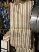 2 outdoor seat cushions, green/tan stripe