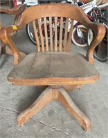 Antique Wooden Office Chair. Missing 3 castors.