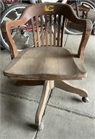 Antique Wooden Office Chair. Missing 2 castors.