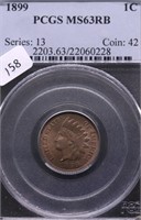 1899 PCGS MS63 RB INDIAN HEAD CENT