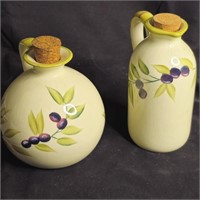 Vintage Olive Oil Jars pottery bottle w/ corks