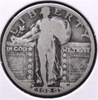 1929 D STANDING QUARTER VG