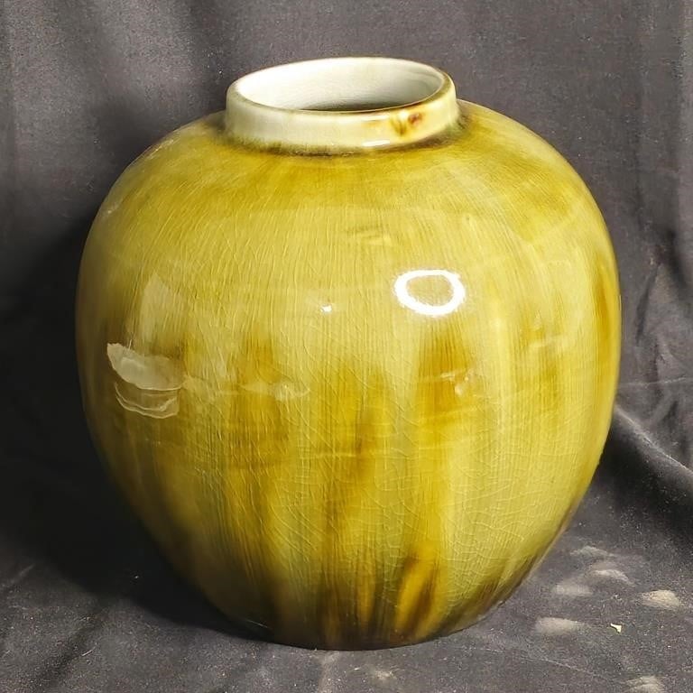 Pumpkin Shape Green Ceramic Glazed Pot Planter