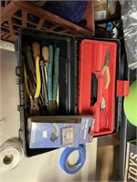 plastic tool box, pliers chainsaw files, tail