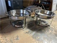 2 round chafing dish 13.5"each with shallow dish,&