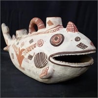 Pottery fish figural vase made in Peru
