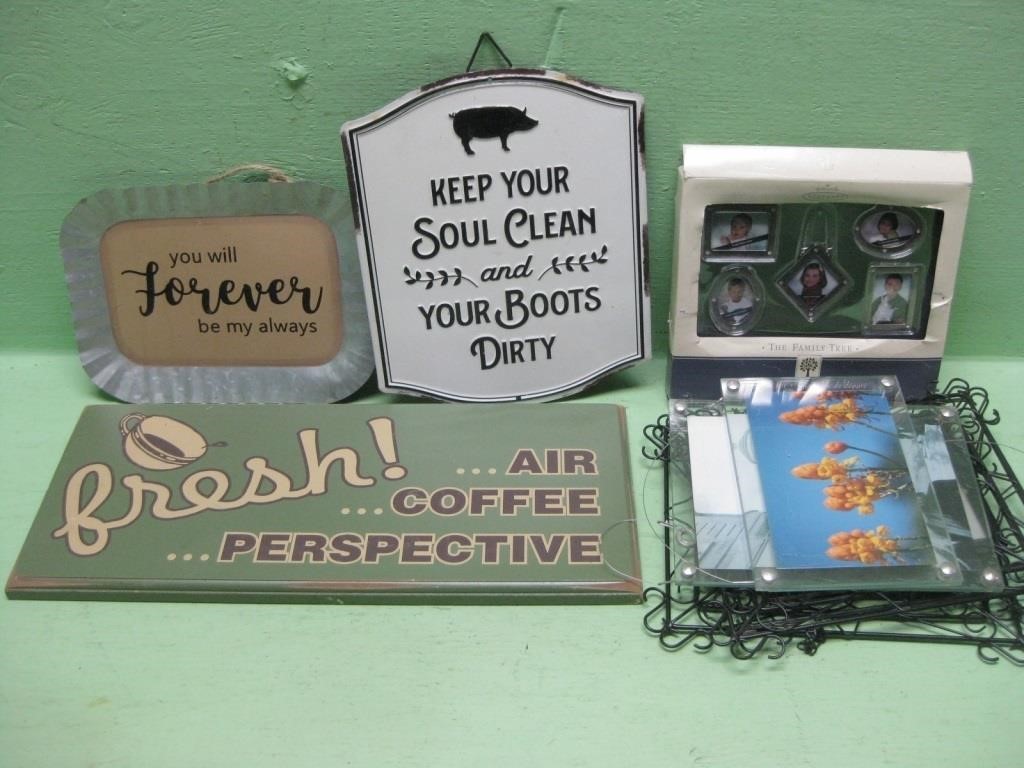 Assorted Signs & Picture Frames
