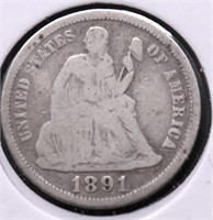 1891 SEATED DIME G