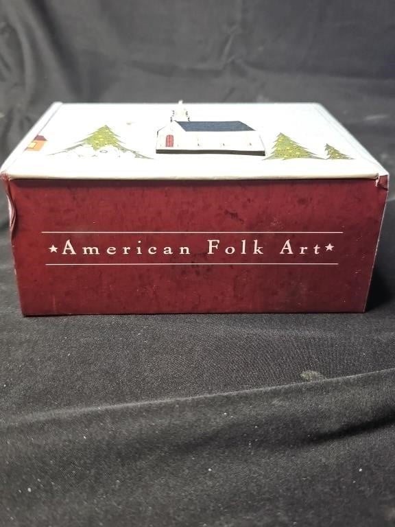 American Folk Art Box w/ vintage jewelry mostly