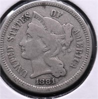 1881 3 CENT PIECE VG