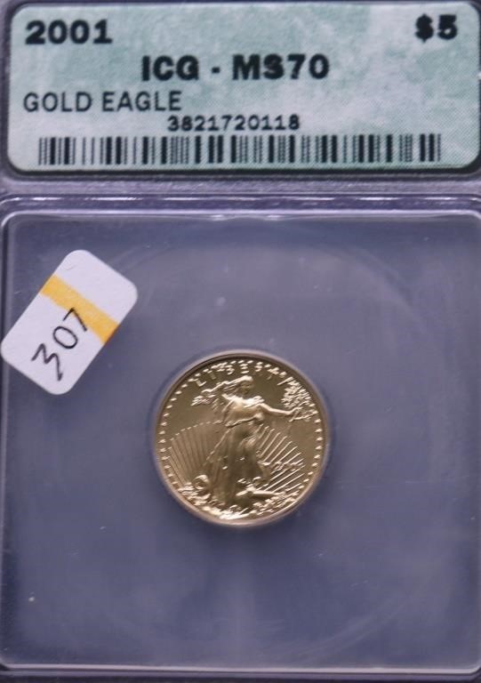 2001 ICG MS70 5 $ GOLD EAGLE