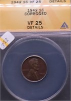 1942 ANAX VF25 DETAILS LINCOLN CENT