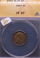 1937 ANAX VF 20 LINCOLN CENT