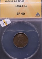 1952 D ANAX XF 40 LINCOLN CENT