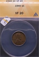 1940 ANAX VF 20 LINCOLN CENT