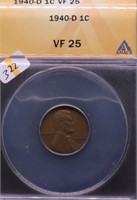 1940 D ANAX VF 25 LINCOLN CENT