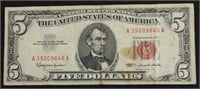 5 DOLLAR RED SEAL VF APPARENT STAIN