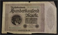 1923 GERMANY 100000 MARKS VF APPARENT TEAR