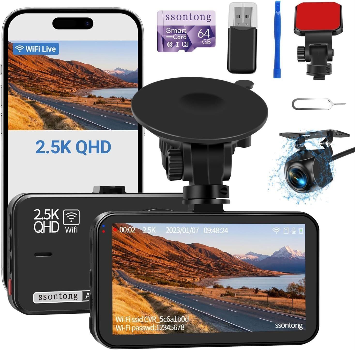 Dash Cam Front and Rear Camera, Dash Cam WiFi